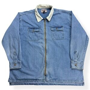 VTG Dungaree High Sierra Men's 2XL Denim Chore Jacket Corduroy Collar Full Zip